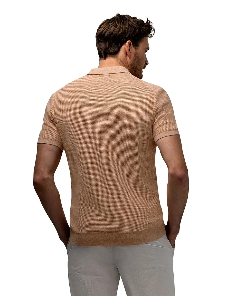 Poloshirt State of Art Regular Fit oranje textuur