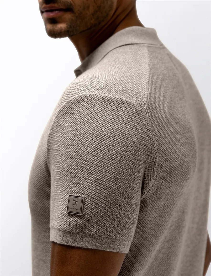 Poloshirt State of Art Regular Fit grijs textuur