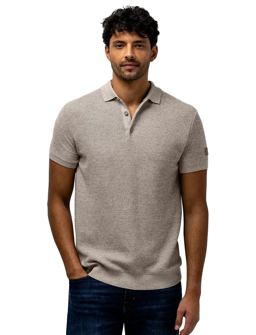 Poloshirt State of Art Regular Fit grijs textuur