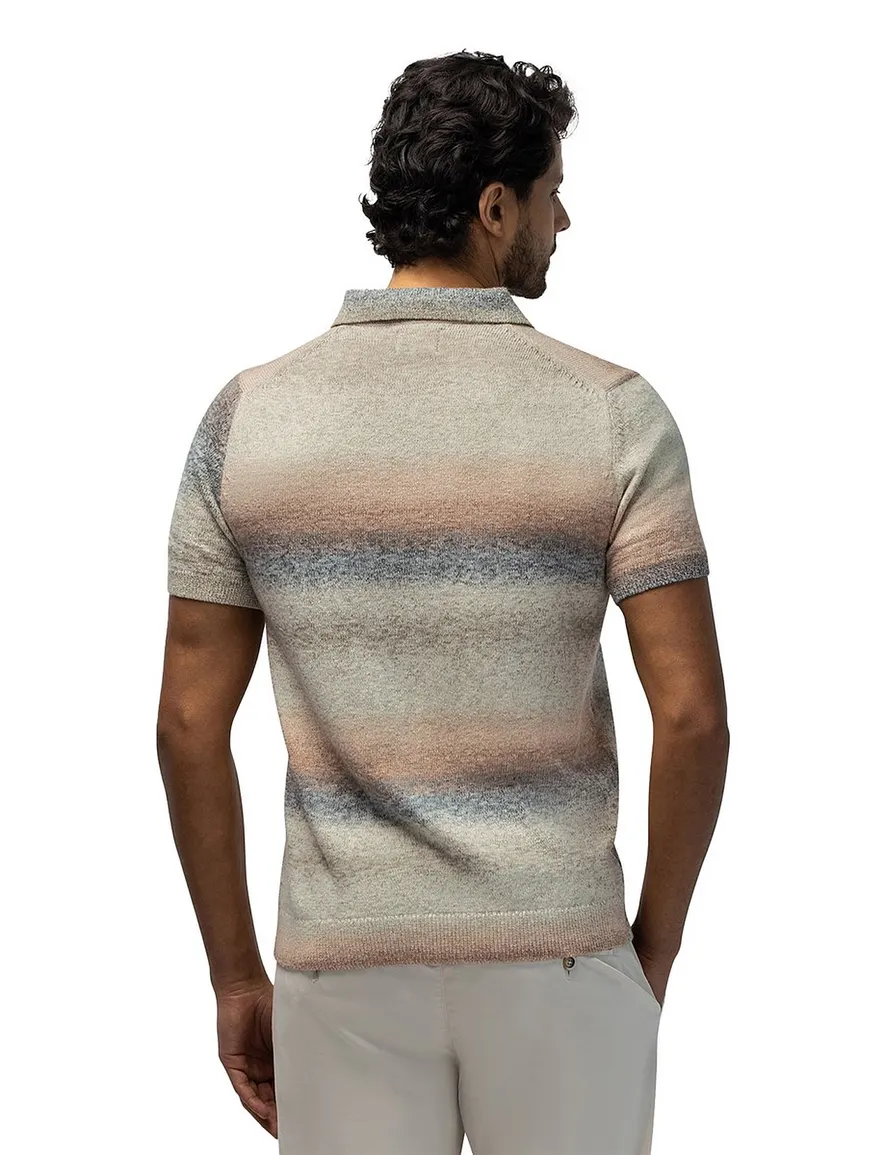 State of Art poloshirt fijn gebreid multicolor