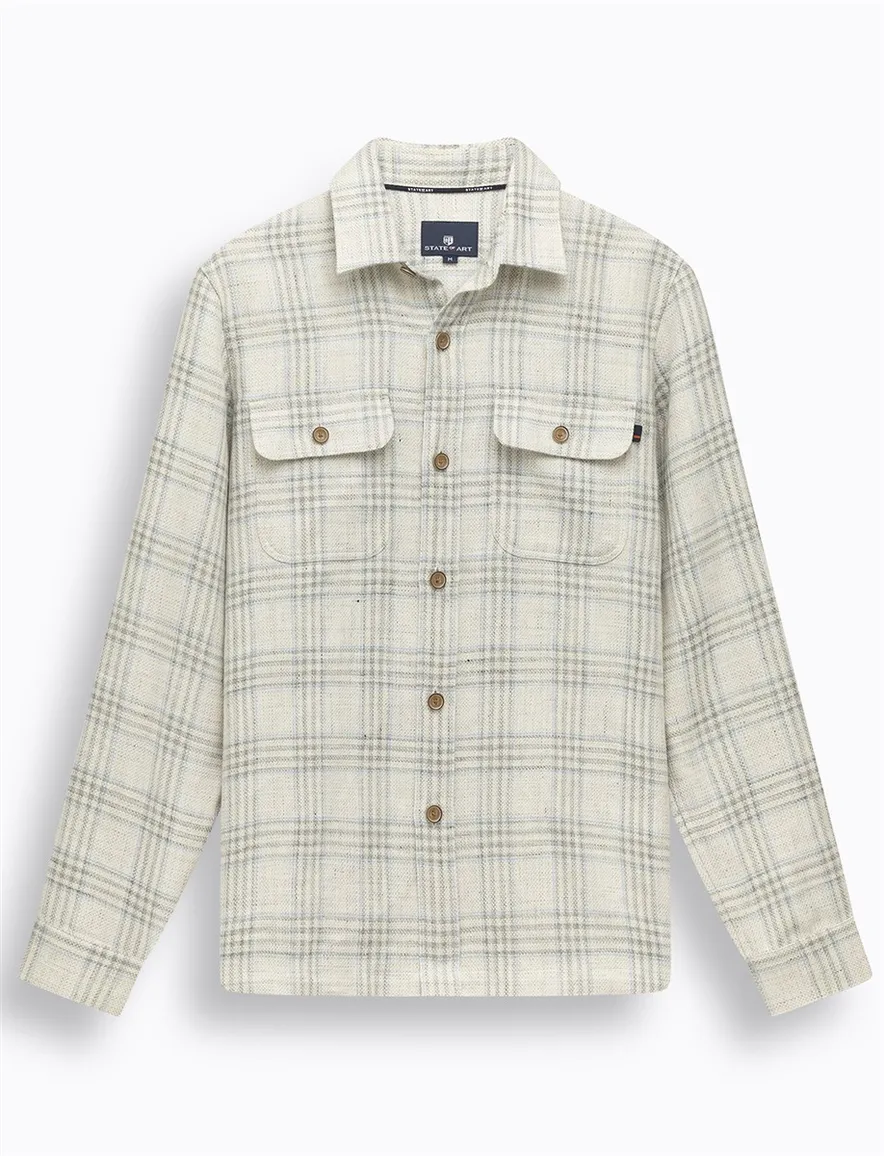 State of Art overshirt crème geruit wijde fit