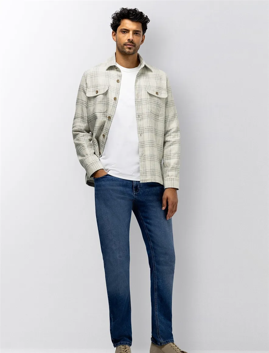 State of Art overshirt crème geruit wijde fit