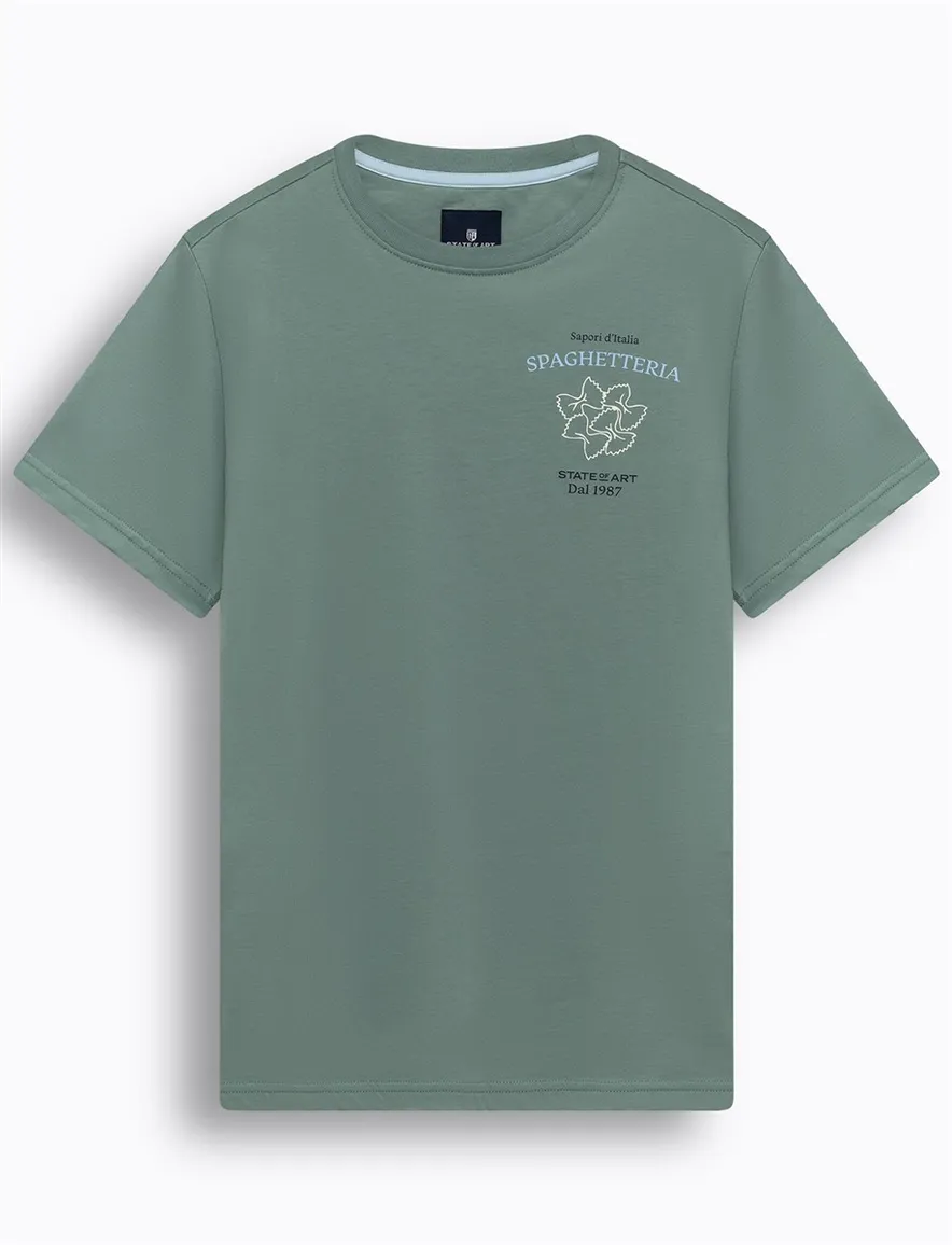 State of Art T-shirts zeegroen backprint pasta