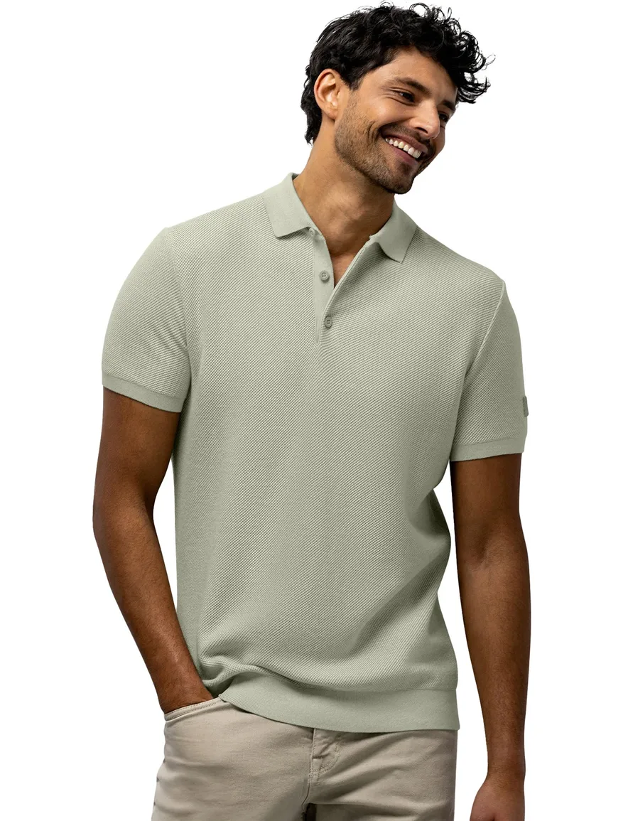 State of Art poloshirt groen 3 knopen