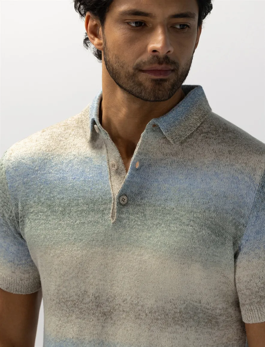 State of Art polo groene blauwe strepen