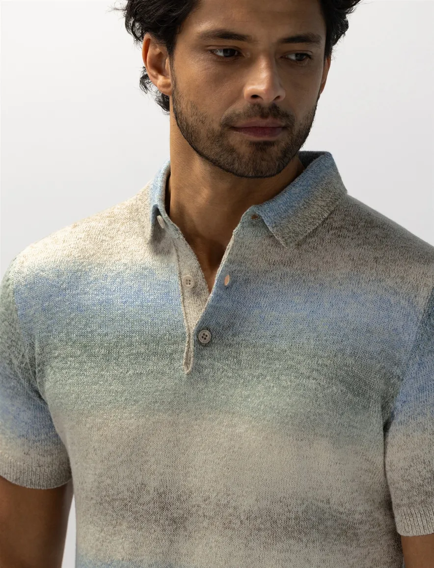 State of Art polo groene blauwe strepen