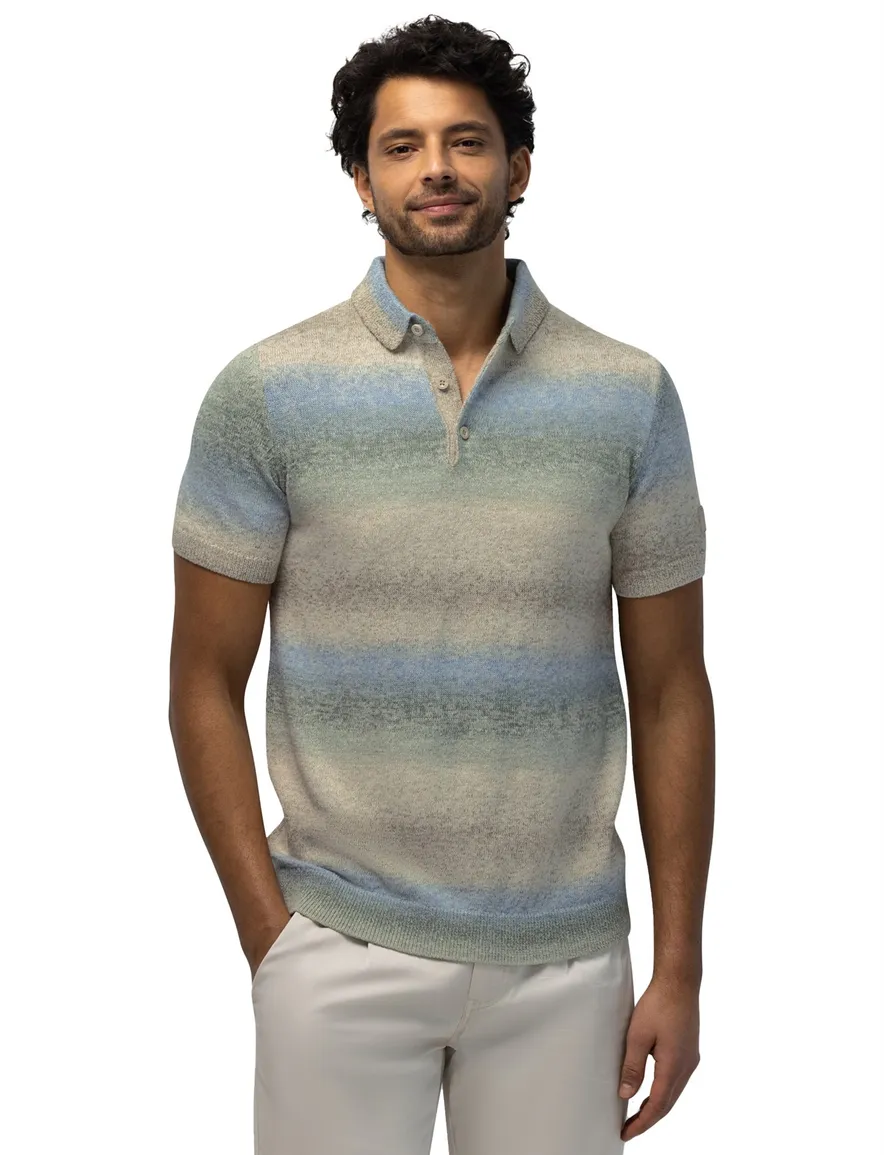 State of Art polo groene blauwe strepen
