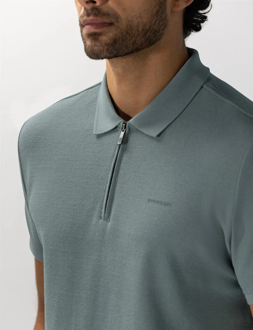 State of Art poloshirt met rits blauw