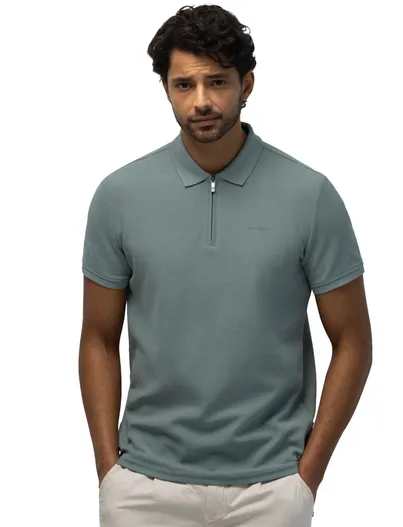 State of Art Poloshirt State of Art groen met rits
