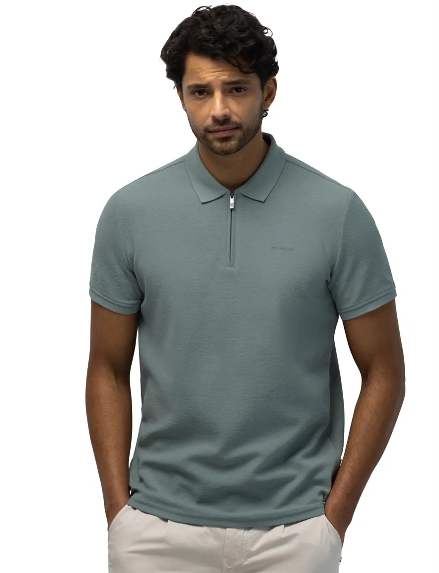 State of Art poloshirt met rits blauw