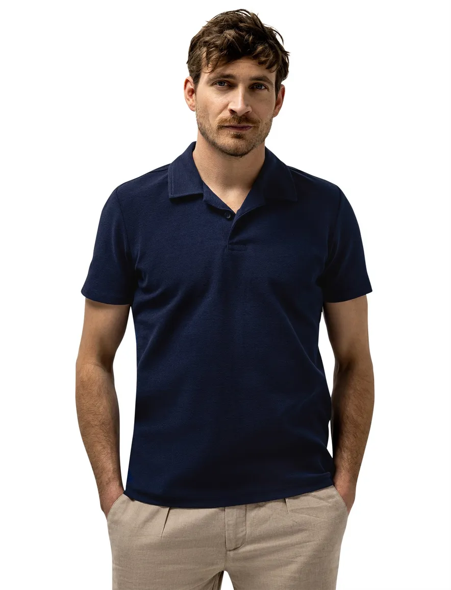 Donkerblauwe polo State of Art korte mouw