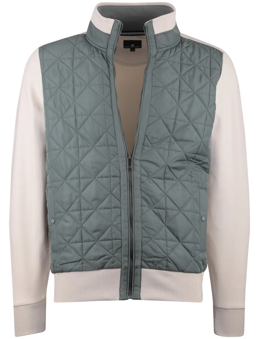 Vest State of Art beige groen normale fit rits