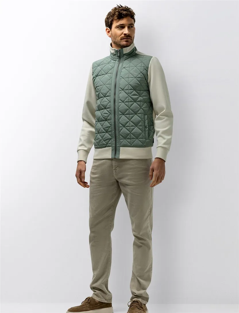 Vest State of Art beige groen normale fit rits