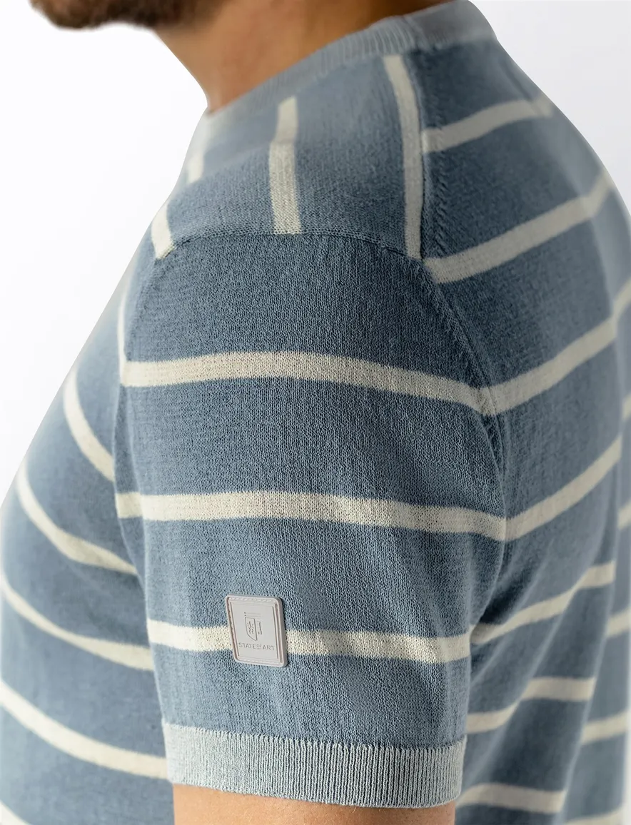 State of Art T-shirt blauw wit gestreept