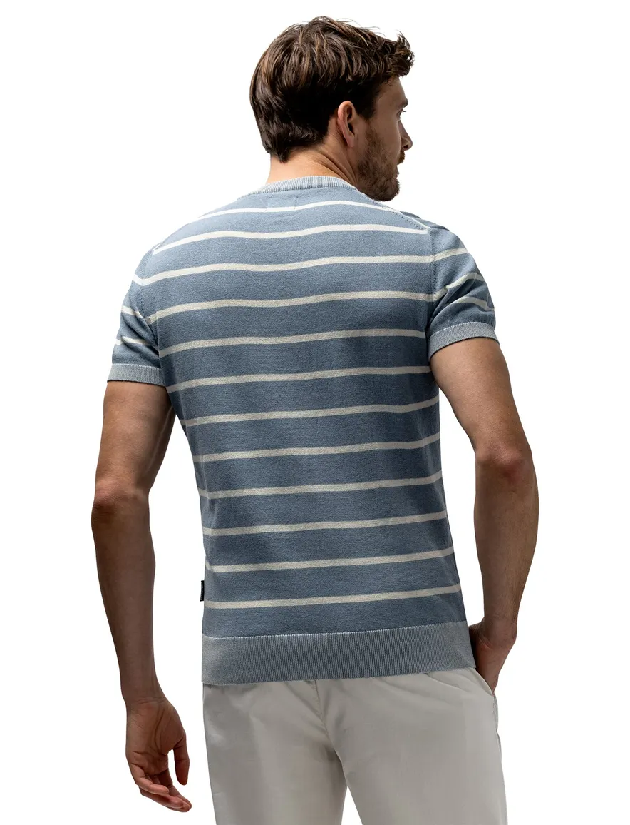 State of Art T-shirt blauw wit gestreept