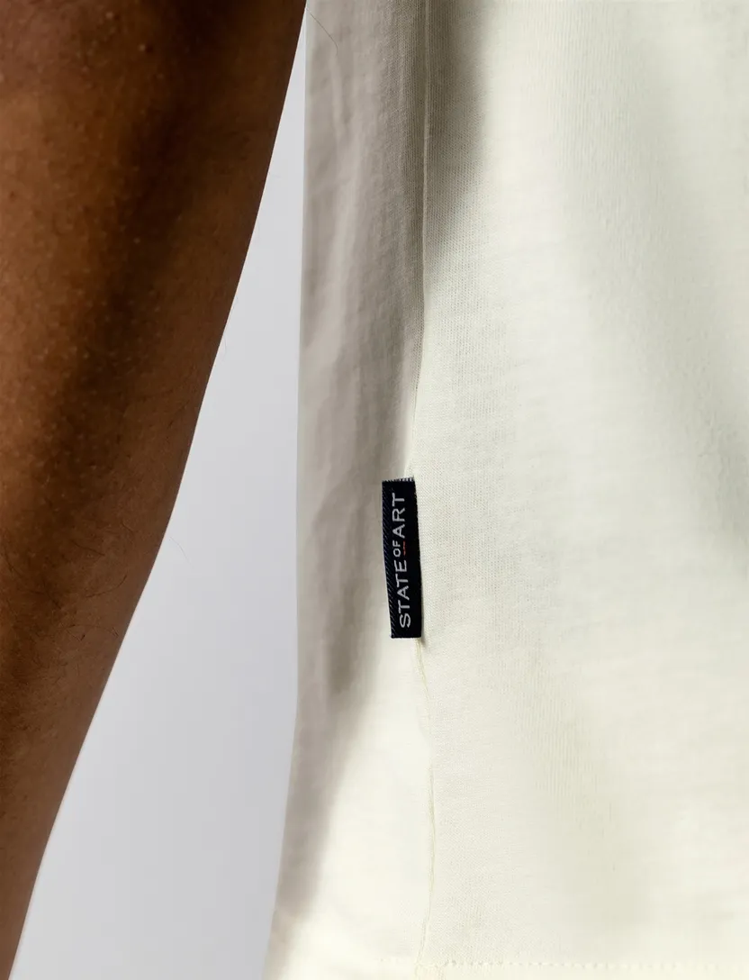 T-shirt State of Art creme met boord