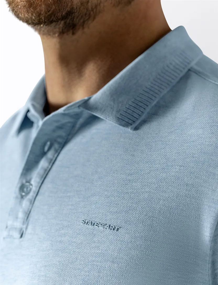 Korte mouw polo State of Art lichtblauw regular fit