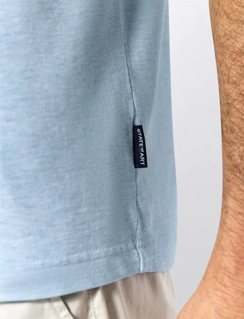 Korte mouw polo State of Art lichtblauw regular fit