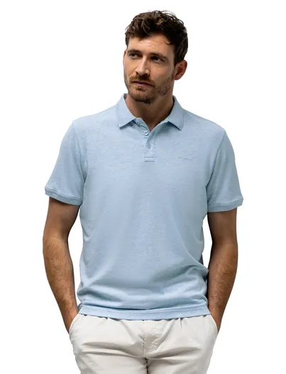 State of Art Gemêleerd lichtblauw korte mouw poloshirt State of Art