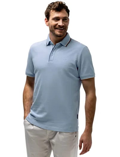 State of Art Poloshirt State of Art blauw 3 knoops