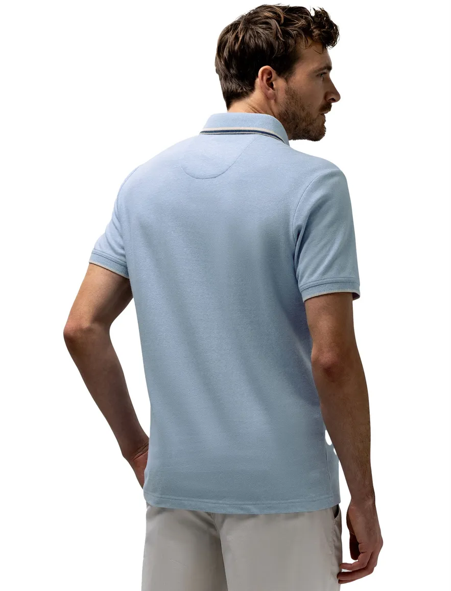 State of Art poloshirt lichtblauw linnenblend