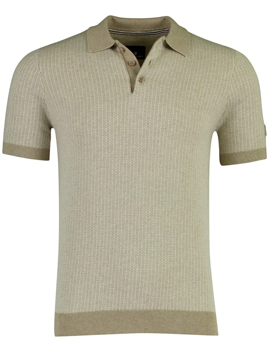 Geprinte beige polo State of art 3-knoops