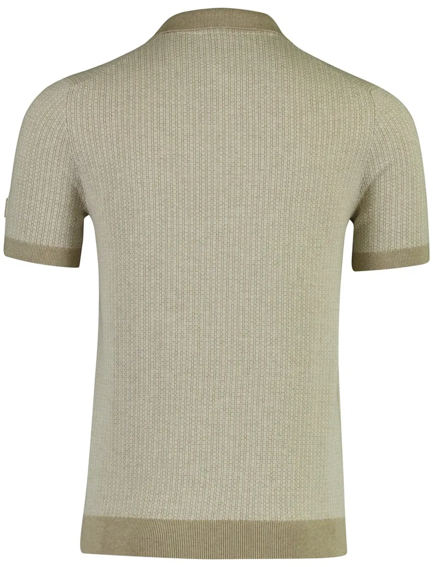 State of Art polo beige gebreide print