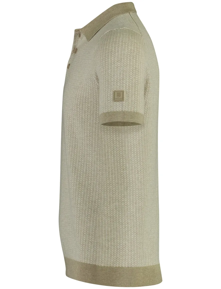 Geprinte beige polo State of art 3-knoops