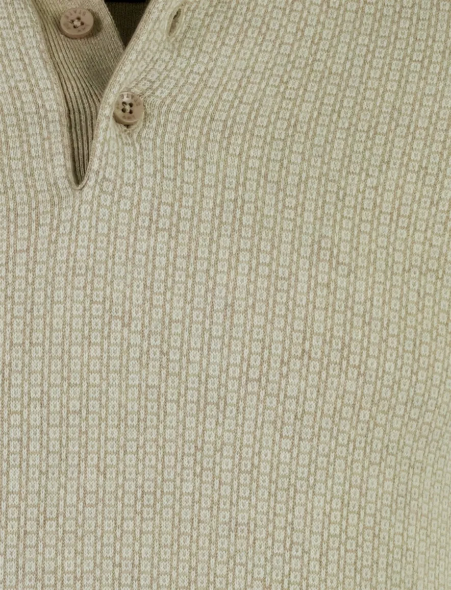 Geprinte beige polo State of art 3-knoops