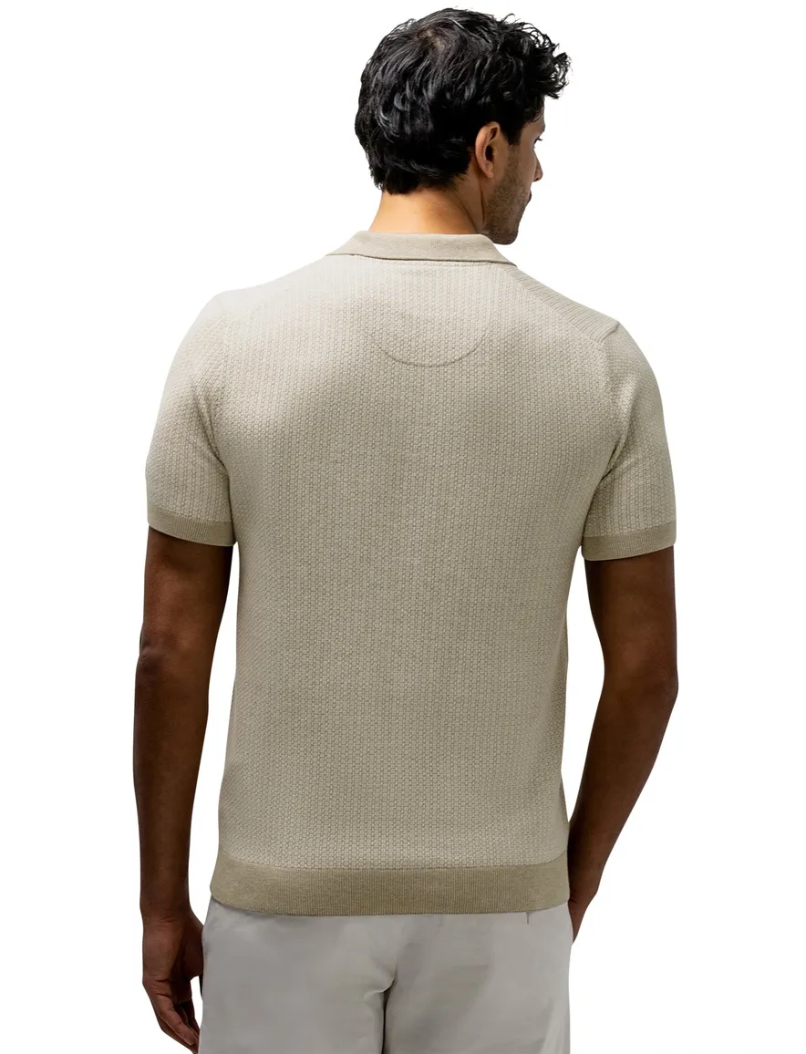 Geprinte beige polo State of art 3-knoops