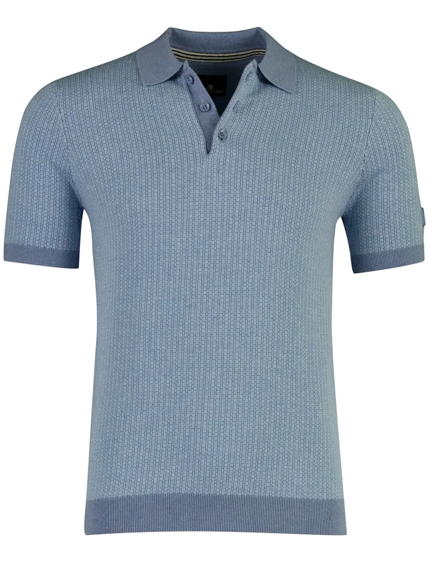 Blauwe polo State of art printje normale fit