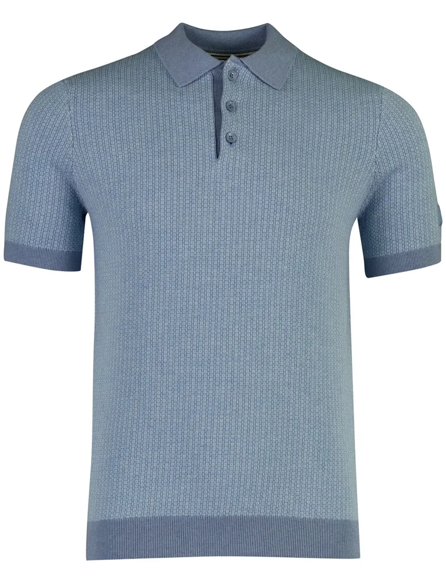 Blauwe polo State of art printje normale fit