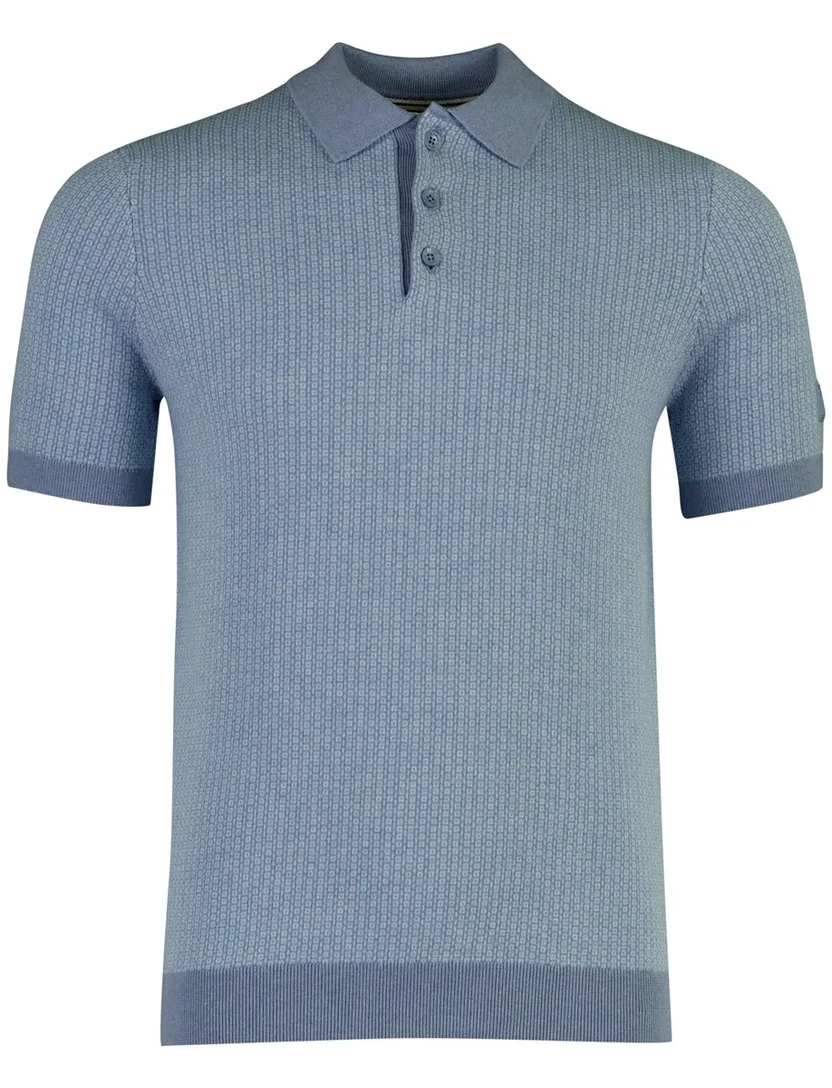 Polo blauw geprint normale fit State of art