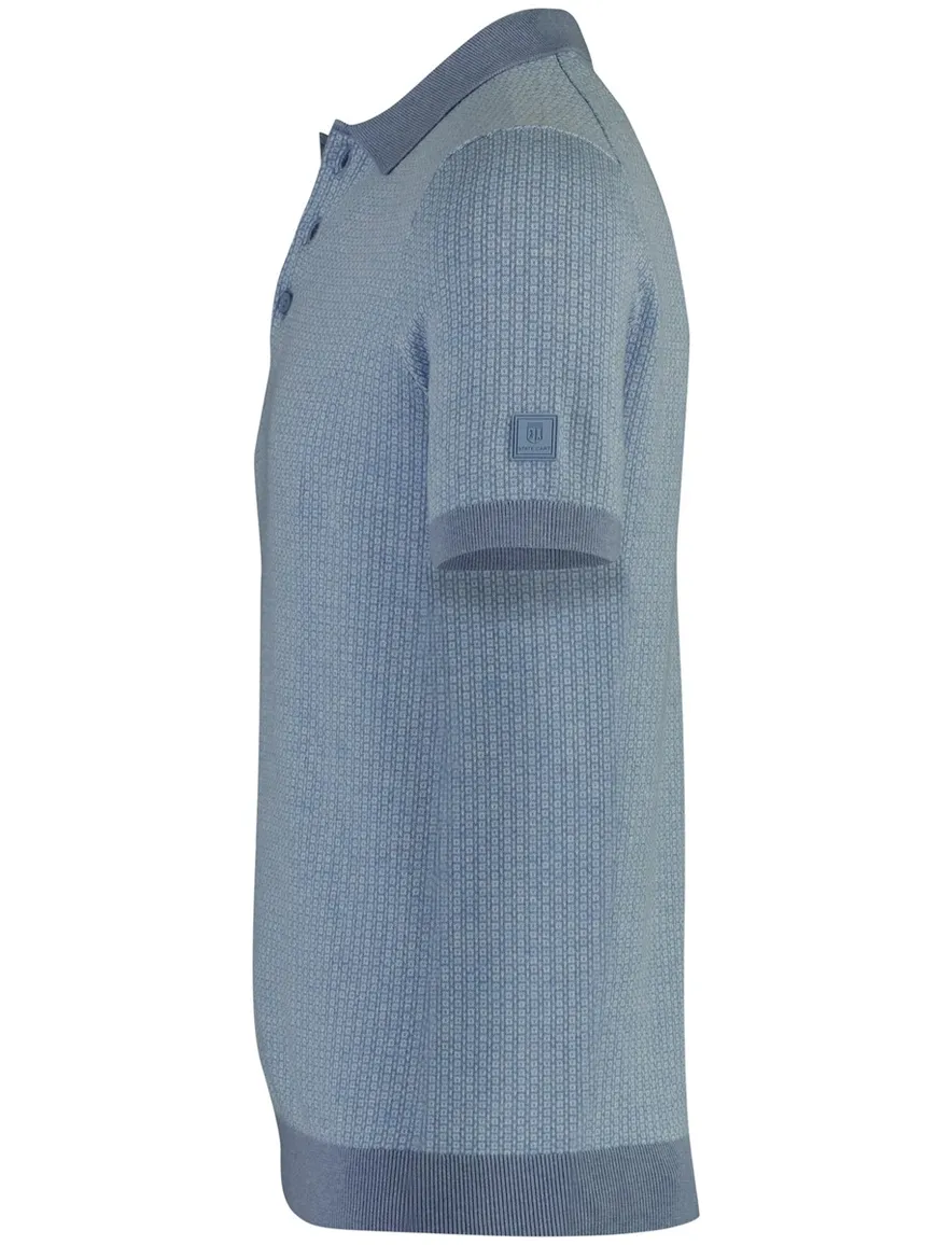 Blauwe polo State of art printje normale fit