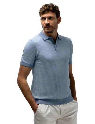 State of Art Blauwe polo State of art printje normale fit