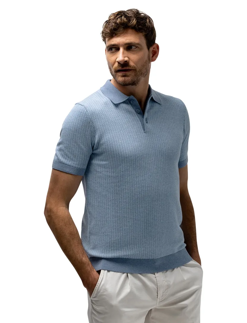 Polo blauw geprint normale fit State of art