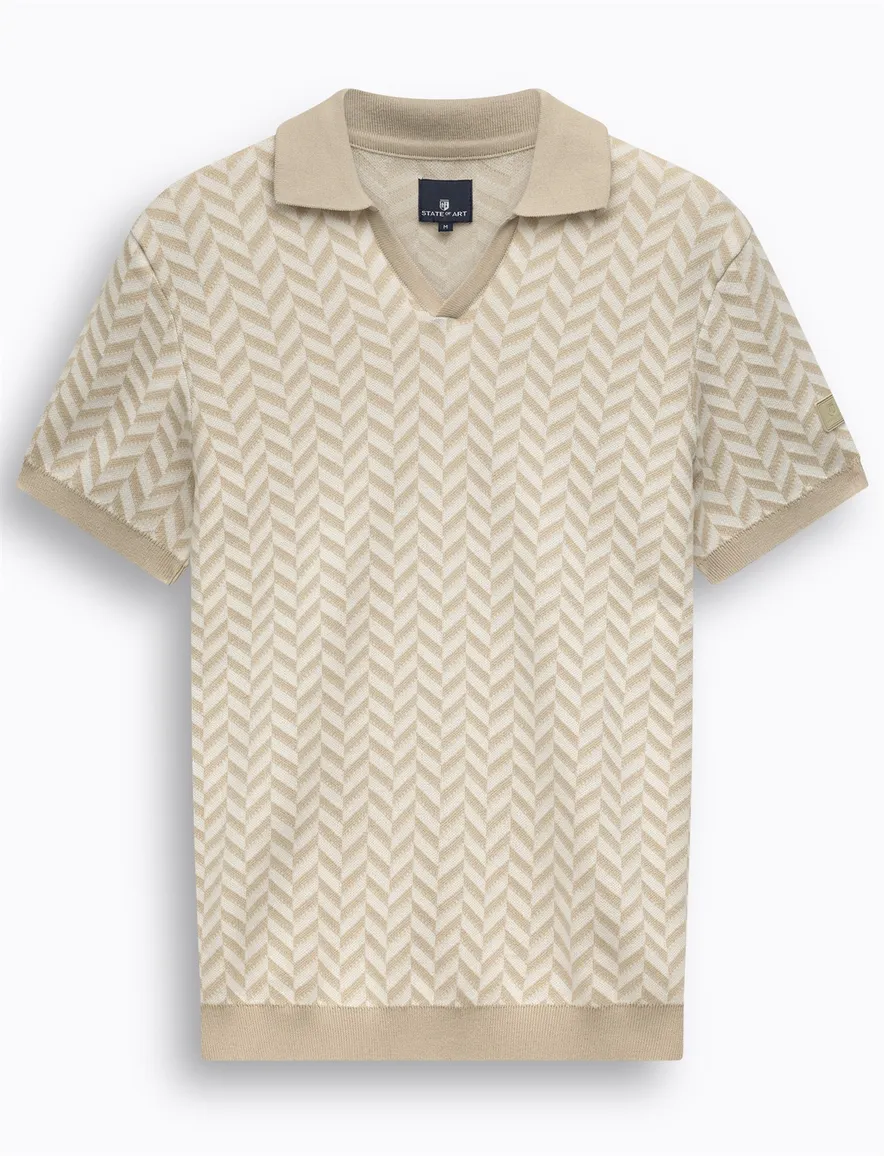 State of Art polo beige geprint