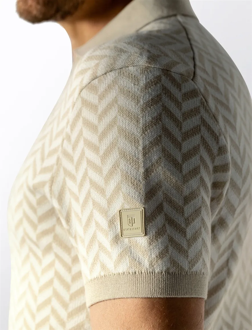 State of Art polo beige geprint