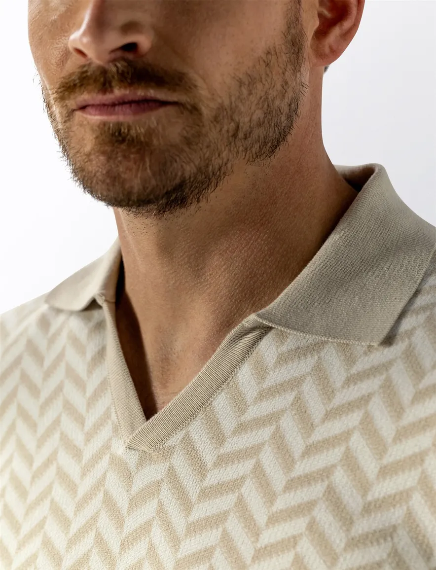 State of Art polo beige geprint