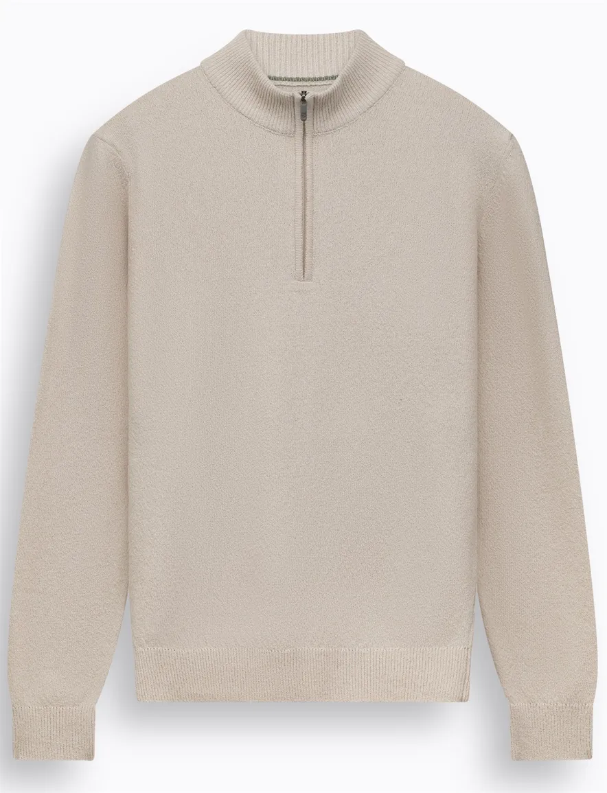 Regular fit half zip trui State of Art creme