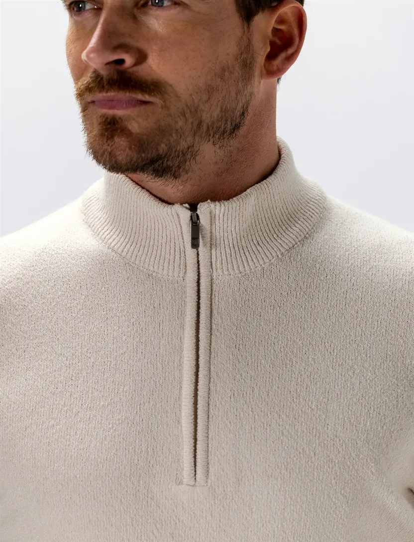 Half zip trui State of Art lange mouw creme