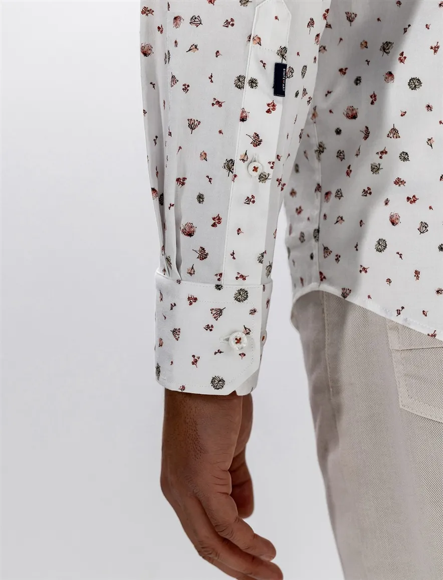 State of Art overhemd wit geprint bloemen rood