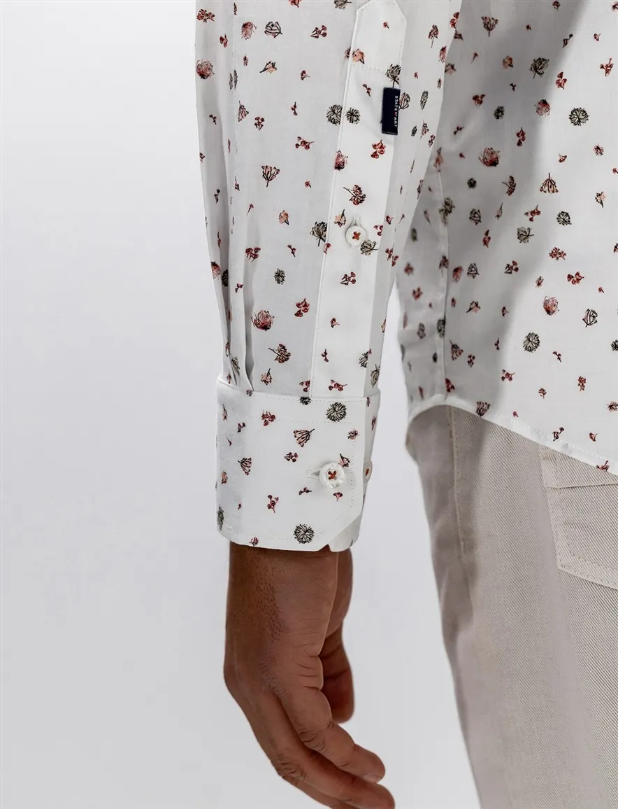 State of Art overhemd wit geprint bloemen rood