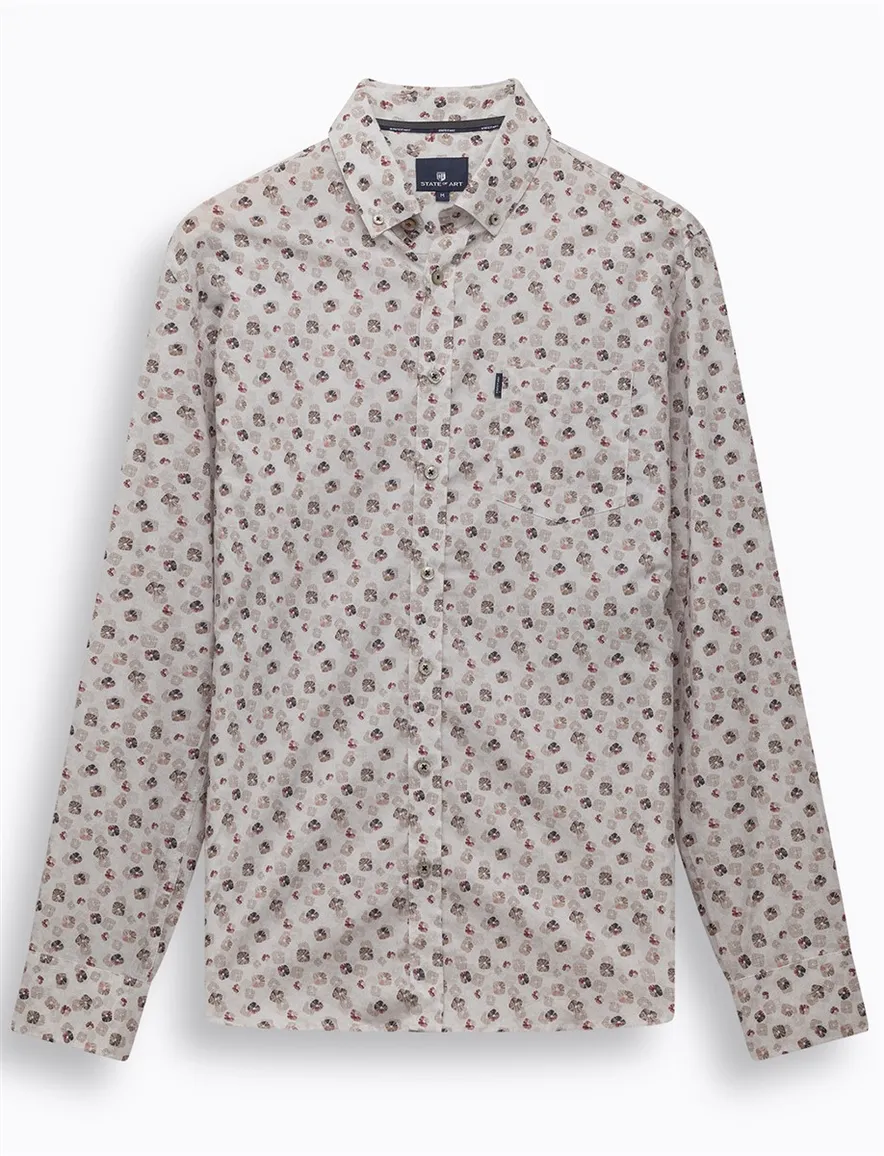 State of Art overhemd wit geprint button-down boord