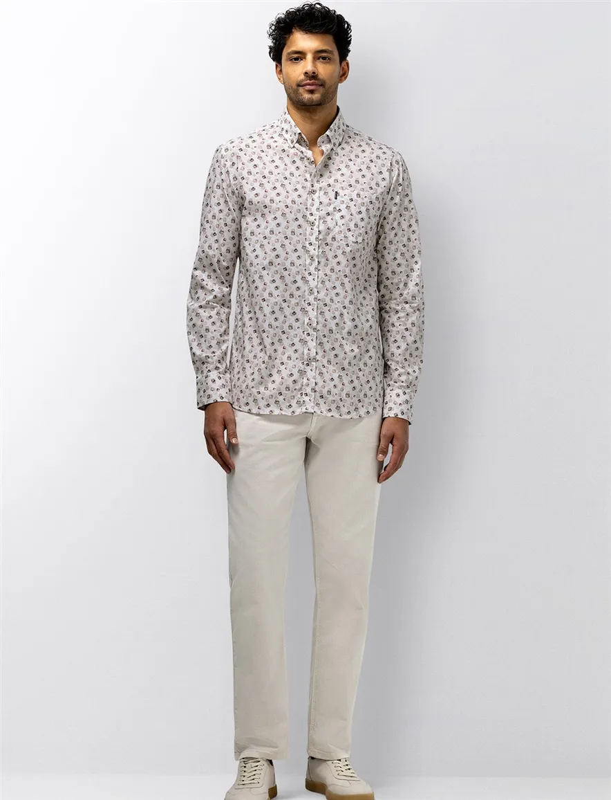 State of Art overhemd wit geprint button-down boord