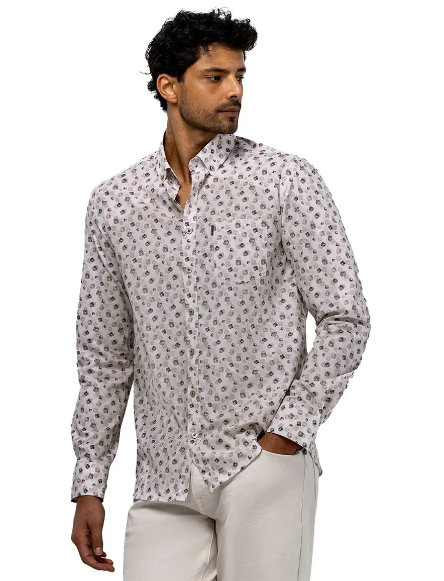 State of Art overhemd wit geprint button-down boord