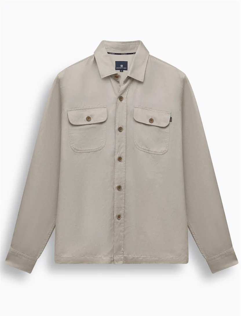 Overshirt State of Art beige wijde fit