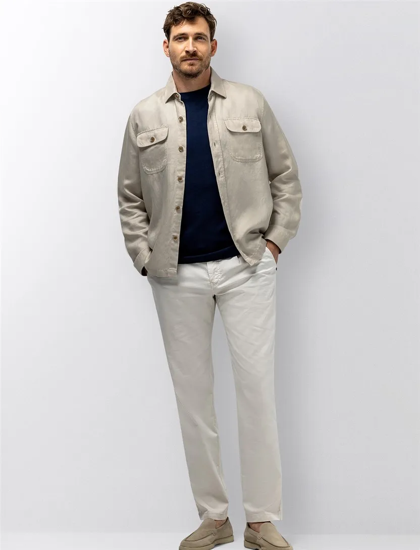 Overshirt State of Art beige wijde fit