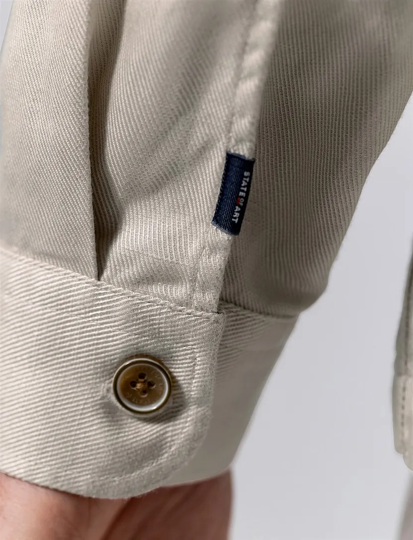 Overshirt State of Art beige wijde fit