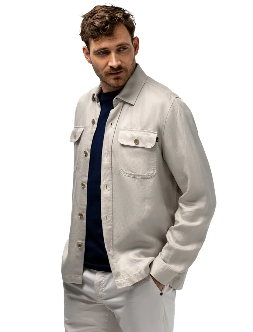 Overshirt State of Art beige wijde fit